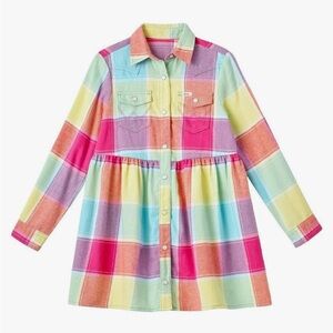 Wrangler x Barbie | Girls western plaid snap dress